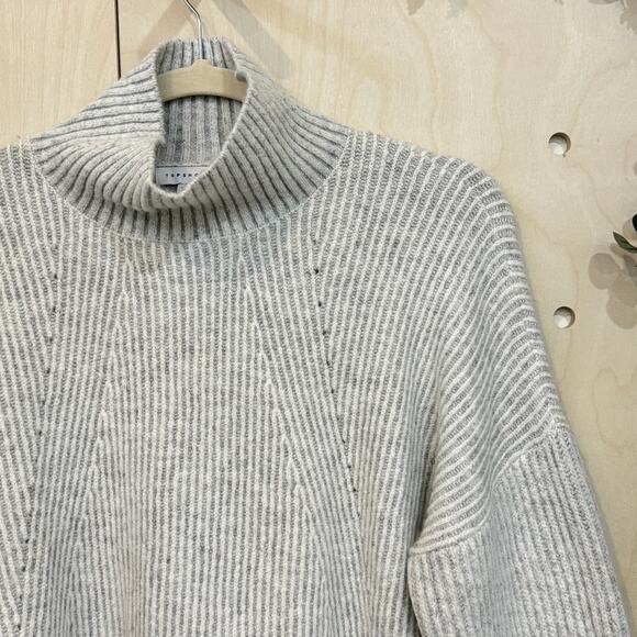 TOPSHOP Supersoft Wide Sleeve Turtleneck Sweater SZ L Grey Cozy Knit - Picture 3 of 10